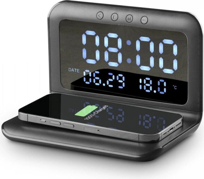 Smart Clock - Digital Vekkerklokke Med Trådløs Lading
