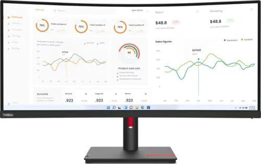 Thinkvision T34w-30 Curved 34" 3440 X 1440 21:9 Va