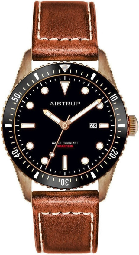 Brass Classic Sapphire AIW8501 - Kvarts - Bronse - Herreklokker - Skinn - Safir
