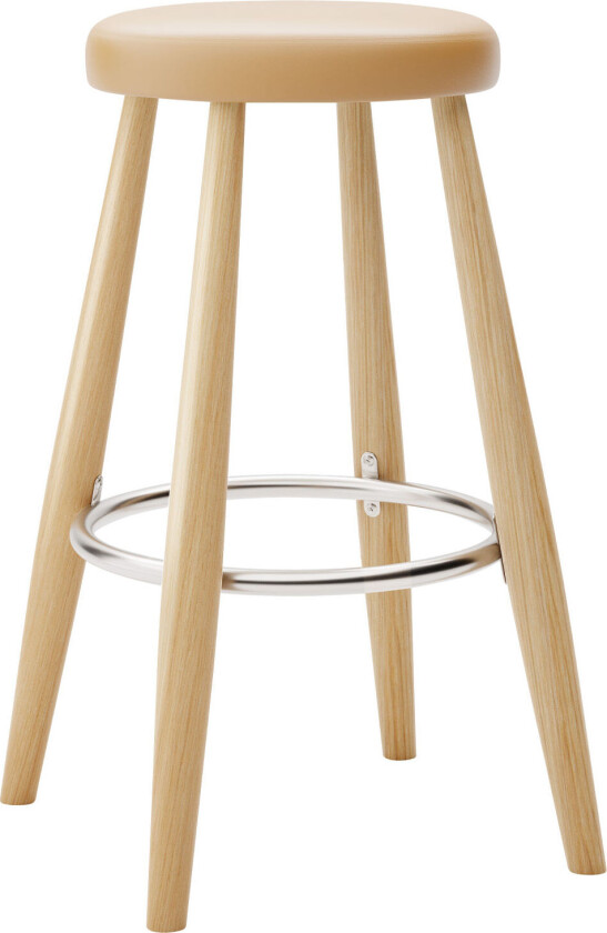 Ch58 Low Stool, Klarlackad Ek, Lädergrupp A Loke - 7050