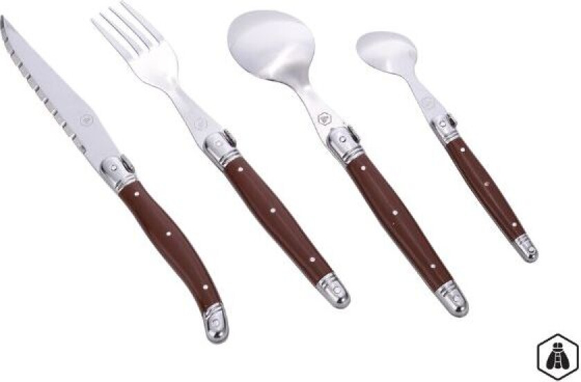 Bestikk Brunt Med Tre Stativ 24 Deler