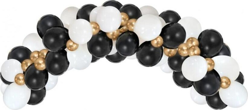 Ballongguirlande - Hvit Gull Og Svart 70 Stk