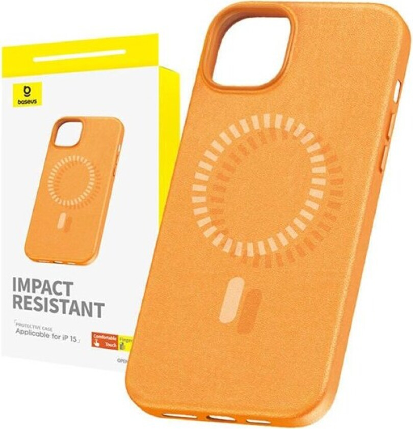 Magnetic Phone Case for iPhone 15 Fauxther Series (Orange)