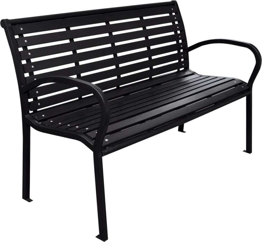 Hagebenk svart 116 cm stål og WPC