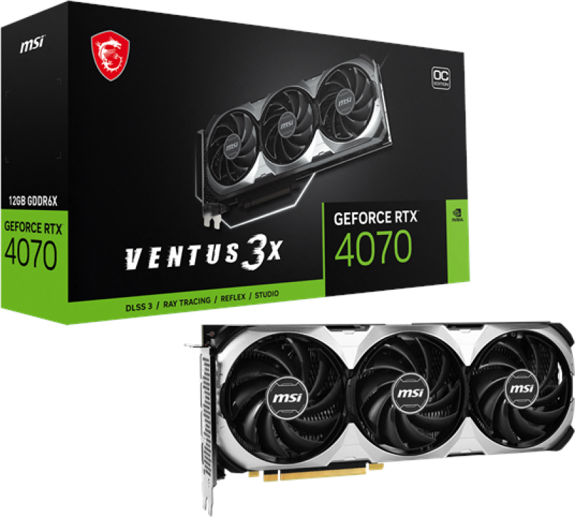 GeForce RTX 4070 VENTUS 3X OC - 12GB GDDR6X RAM - Grafikkort