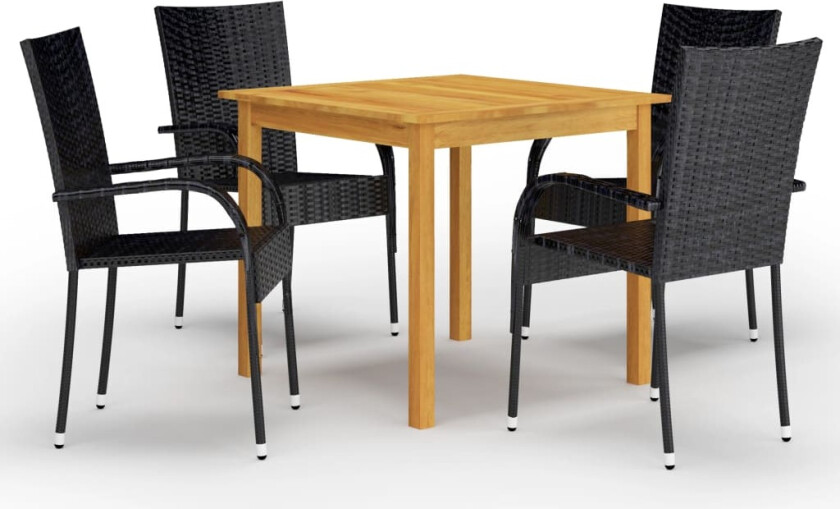 Utendørs spisestue 5 deler svart