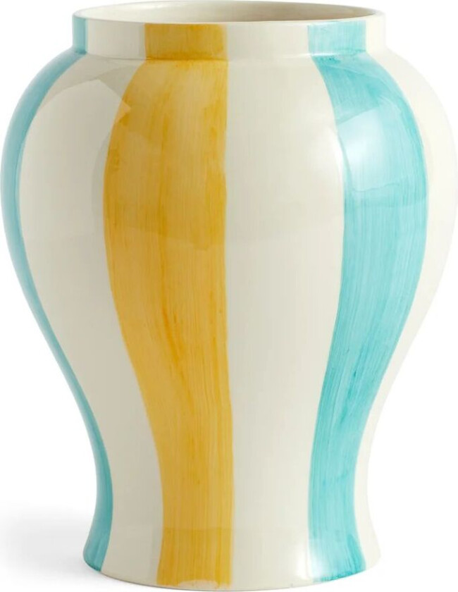 Sobremesa Stripe Vase L / Green and yellow