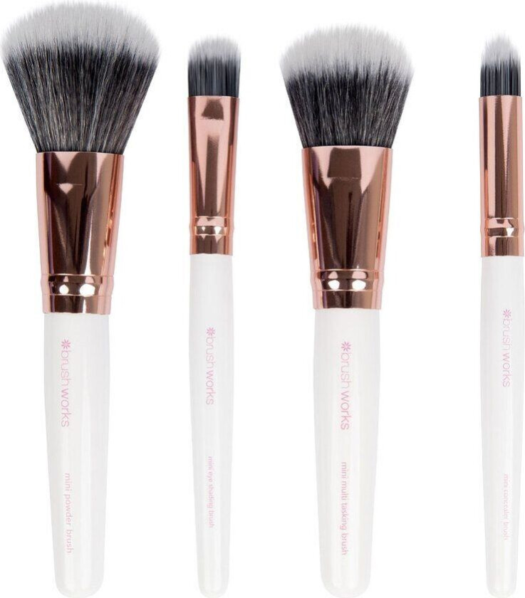 White & Gold Travel Makeup Brush Set