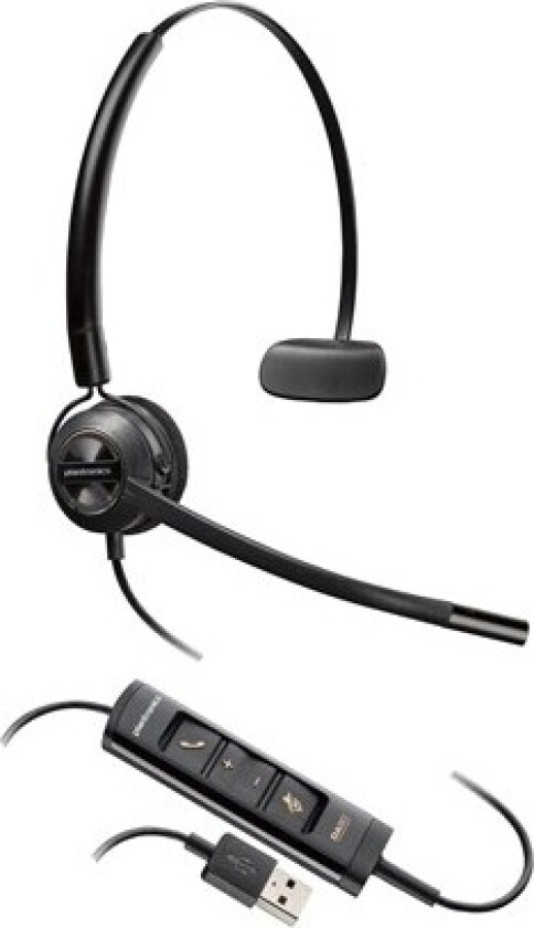 Poly EncorePro 545 - EncorePro 500 series - hodesett - on-ear - konvertibel - kablet - USB-A - svart - Certified for Skype for Business