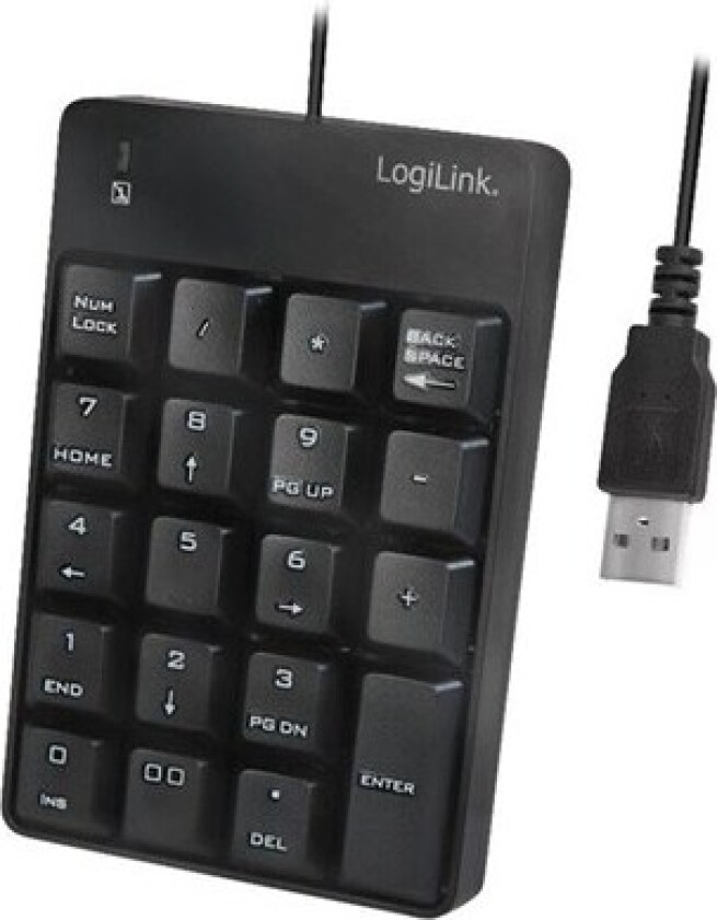 Keypad with USB connection 19 keys - Numpad - Svart