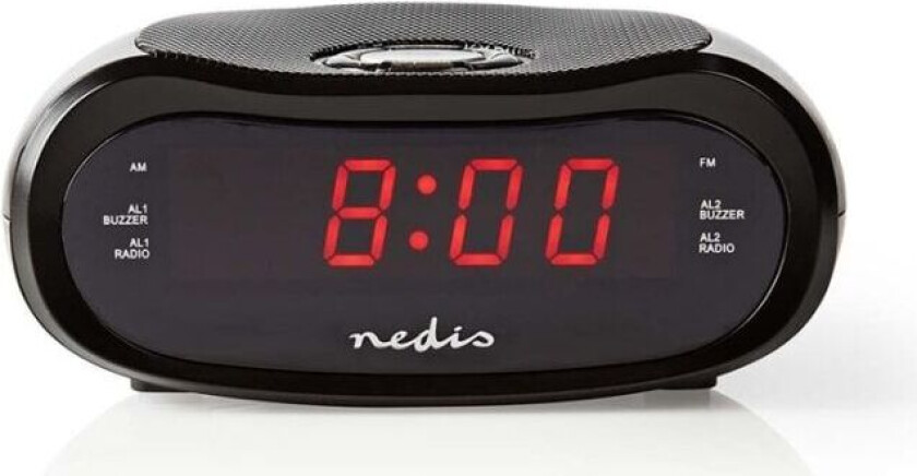 Nedis Digital Alarm Clock Radio LED Vise Tidsframskriving AM / FM slumrefunksjon Sleep timer Antall alarmer: 2 Sort