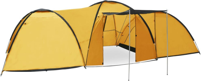 Campingtelt igloformet 650x240x190 cm for 8 personer gult