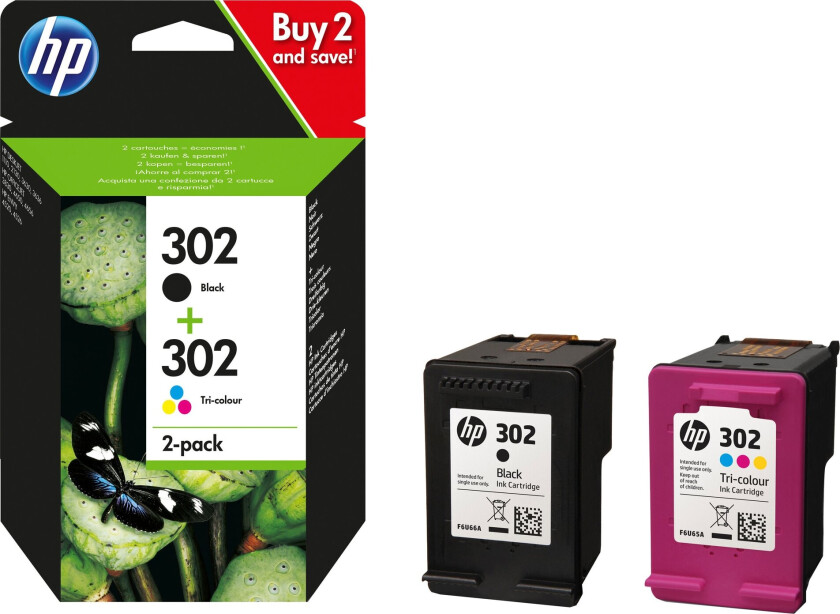 blekkpatroner 302 2-pakke Cyan Magenta Gul Sort