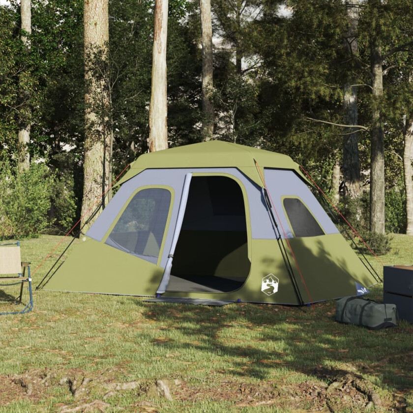 Campingtelt 6 personer grønn 344x282x192 cm