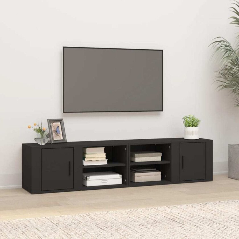 TV-benker 2 stk svart 80x31,5x36 cm konstruert tre