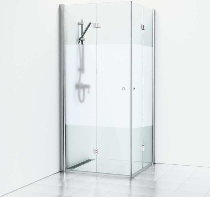 Skoga foldehjørnedusj 80 x 90 cm, halvfrostet glass/blank alu