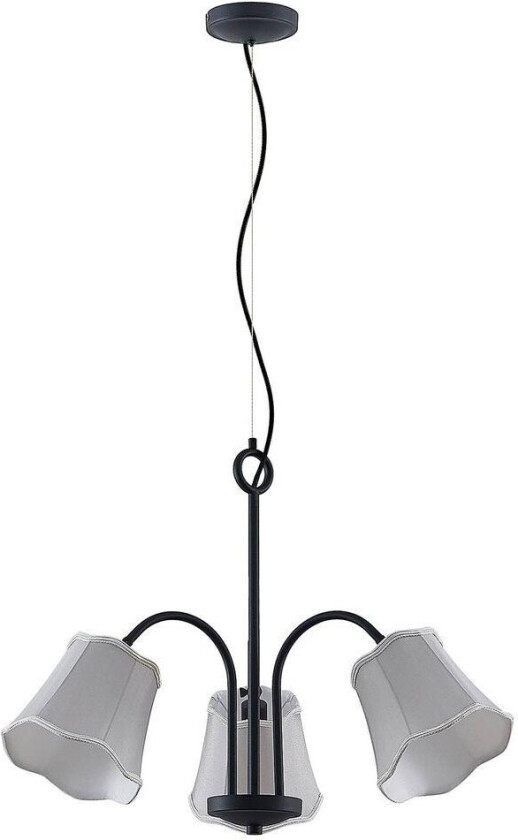 Binta hengelampe, 3 lyskilder, sølvgrå