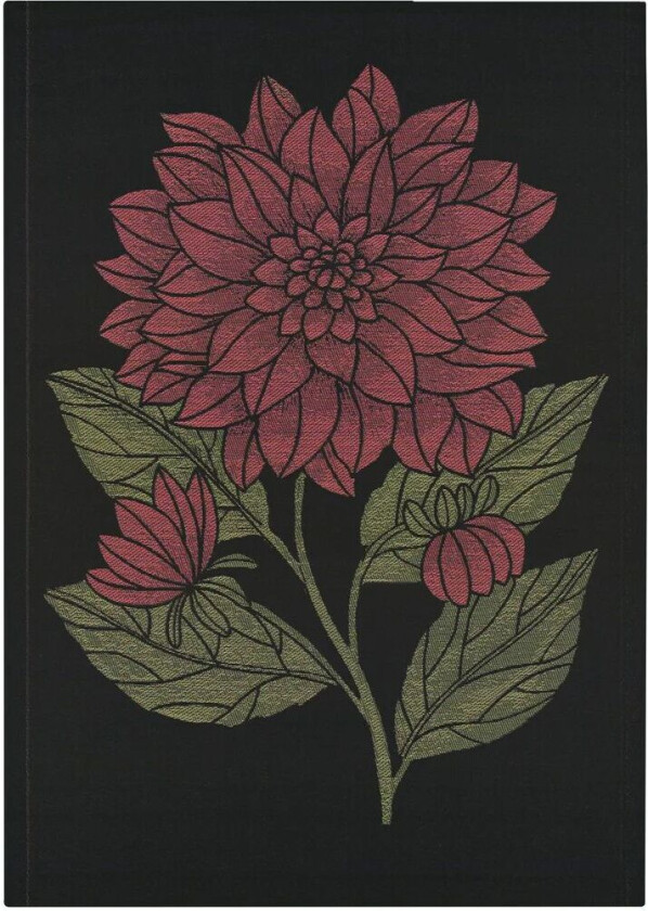Dahlia kjøkkenhåndkle 48x70 cm Rød-svart-grønn