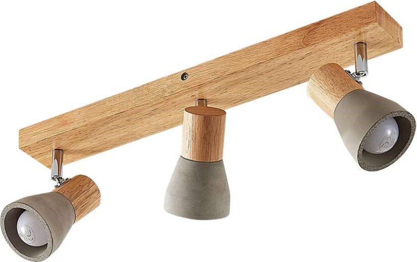 Spotlight Filiz av tre og betong, 3 lyskilder lang