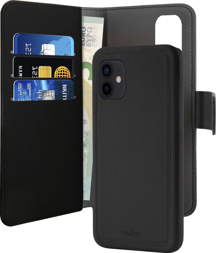 iPhone 12 Pro / 12 Deksel Wallet Detachable 2-In-1 Lommebok Svart