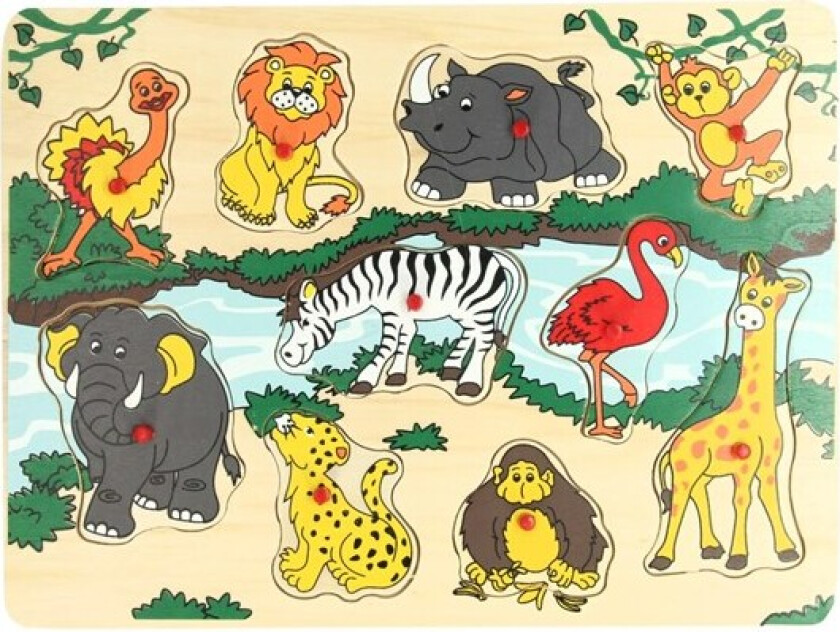Wooden Stud Puzzle Wild Animals 10 pcs. Tre