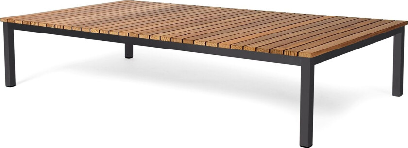 Häringe Lounge Table Large, Black Stainless Steel, Teak Slats