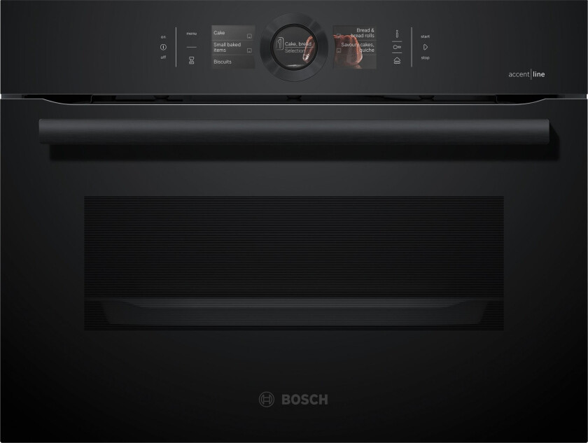 Serie 8 accent line CSG856RC7 - Ovn - med dampfunksjon - innebygd - Wi-Fi - fordypning - bredde: 56 cm - dybde: 55 cm - høyde: 45 cm - med selvrens - Klasse A+ - karbonsvart