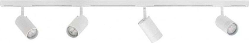 Designline Tube komplett 2 meter spotskinne med 4 spotter GU10 - Hvit