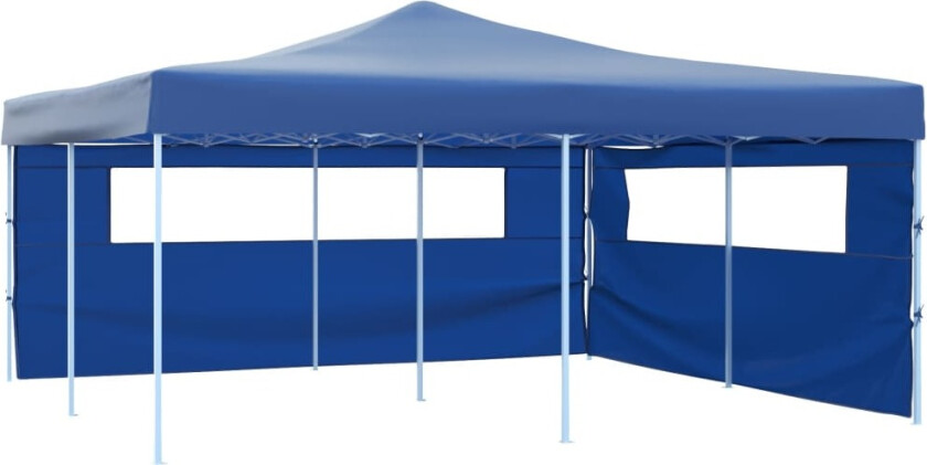 Sammenleggbar paviljong med 2 sidevegger 5x5 m blå