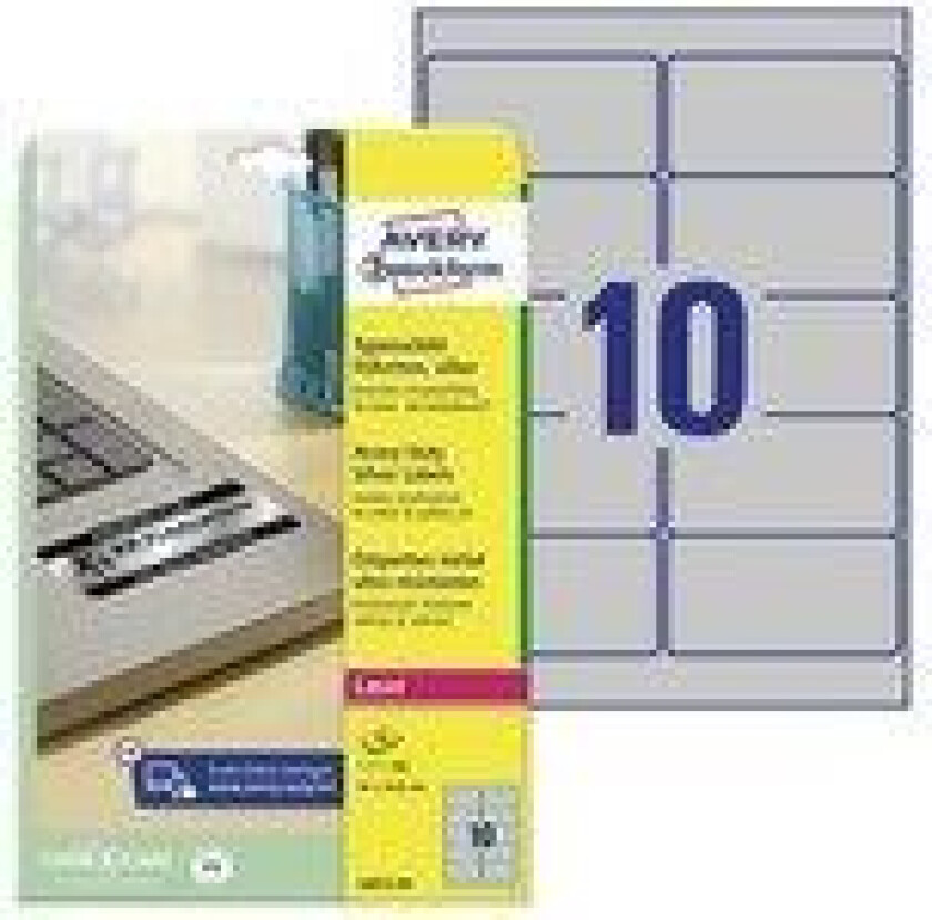 Heavy Duty Laser Labels - Polyester - sølv - 50.8 x 96 mm 200 stk (20 ark x 10) merkelapper