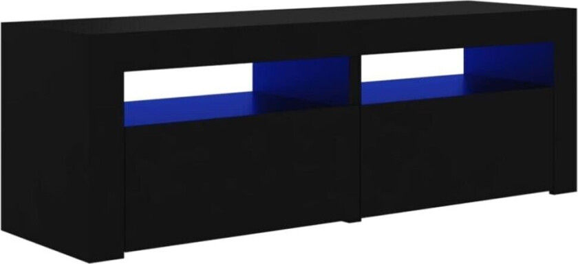 TV-benk med LED-lys svart 120x35x40 cm