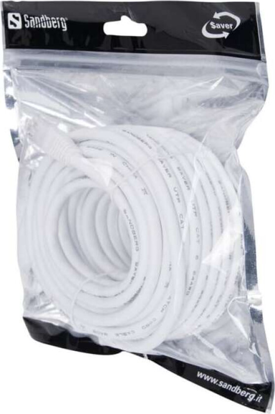 UTP Cat6 10m SAVER nettverkskabel Hvit U/UTP (UTP)