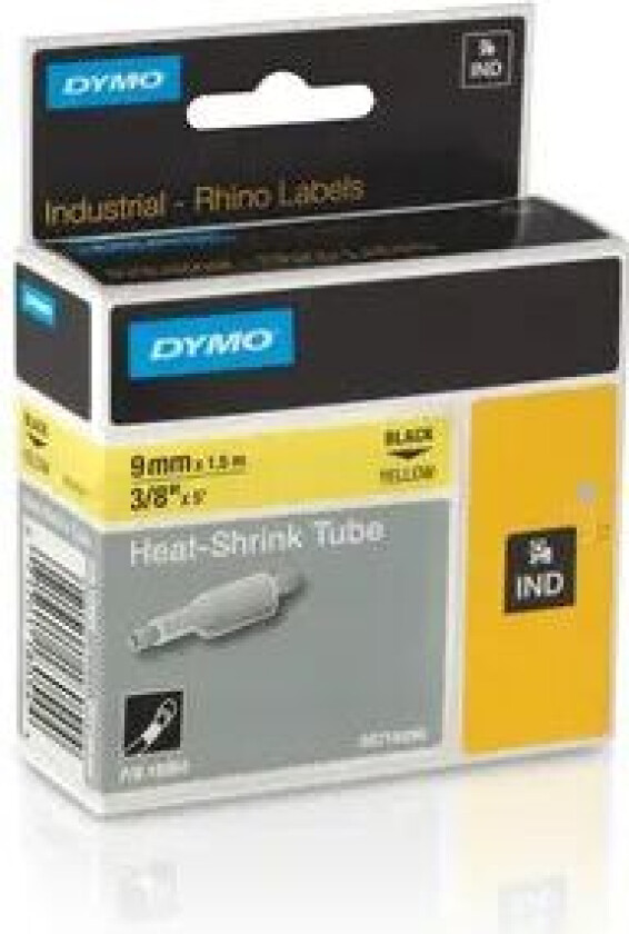 Dymo Tape Rhinopro Krympeslange 9mm Svart/hvit