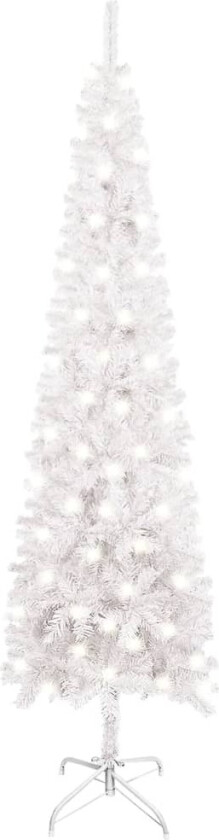 Forhåndsbelyst slankt juletre hvit 120 cm
