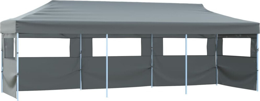 Sammenleggbart festtelt popup med 5 sidevegger 3x9 m antrasitt