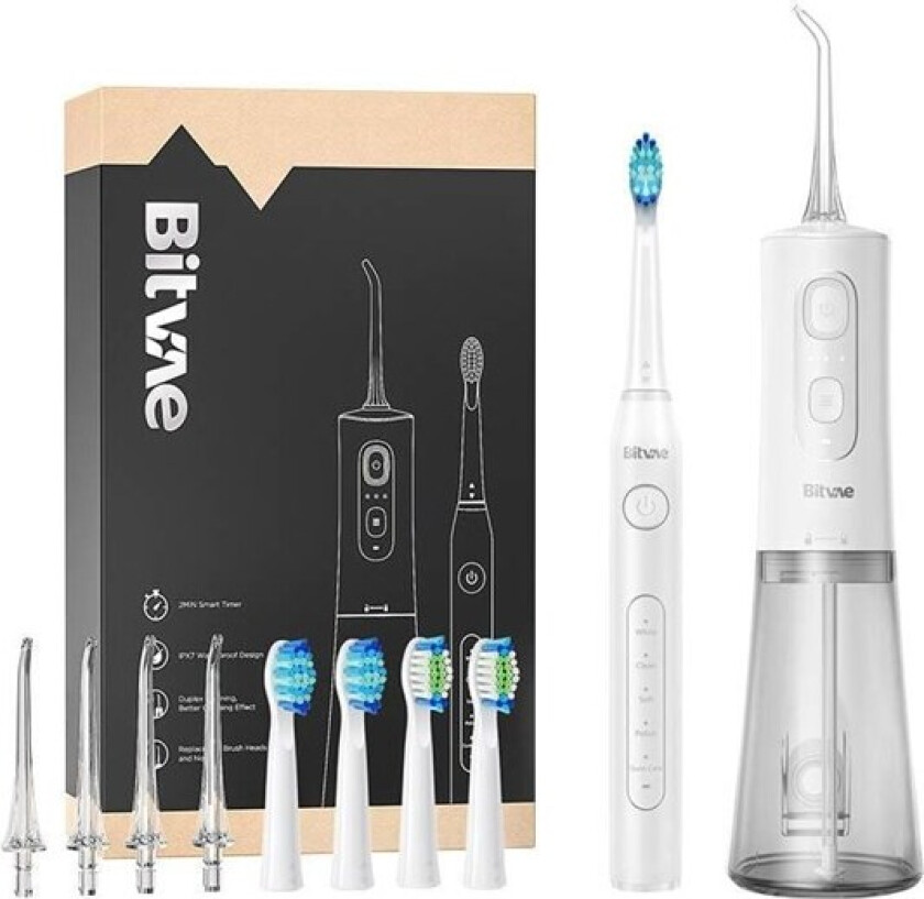 Elektrisk tannbørste Sonic toothbrush with tips set and water flosser D2+C2 (white)
