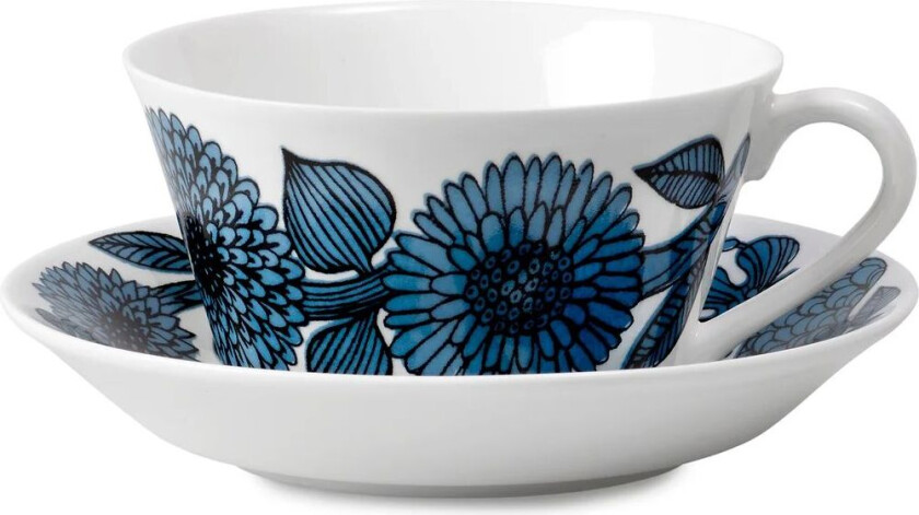 Bilde av Blå Aster tegods kon Tekopp + fat