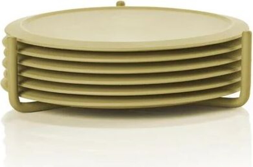 Singles glassunderlag 6-pack med beholder Leek Green