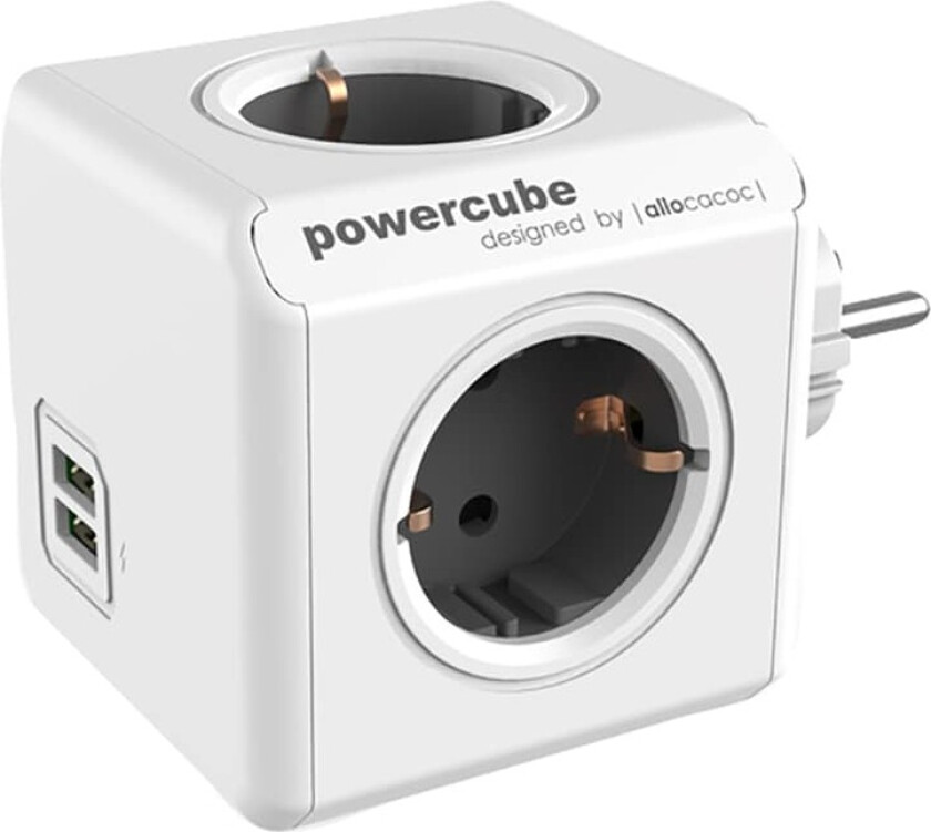 PowerCube Original USB- og stikkontakt (grå)