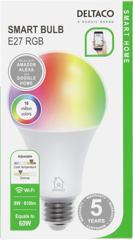 E27 smart lyspære (RGB)