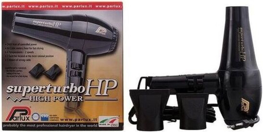 Parlux Superturbo , 1800 timer, 84 m³/t, Sort, 3 m, 2400 W, 1 stykker