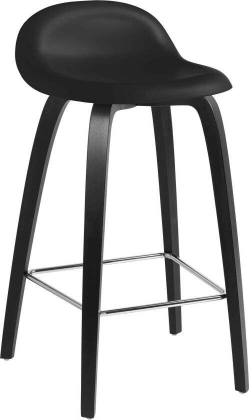 3d Counter Stool, Unupholstered, Wood Base Black Stained Beech, Top - Midnight Black