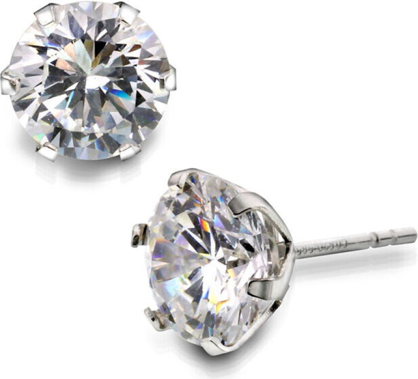 , Øredobber i 585 hvitt gull med zirkonia