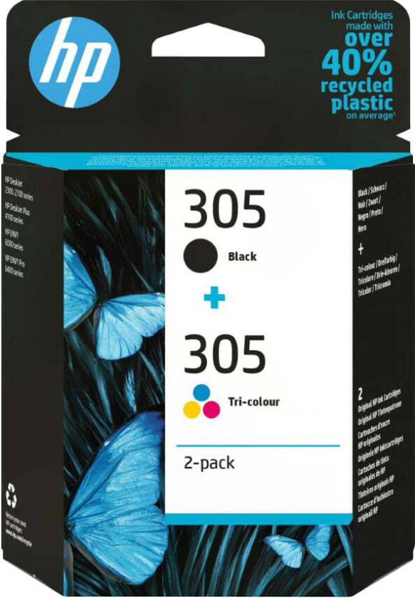 305 2-pakk sort/tre farger blekkpatroner
