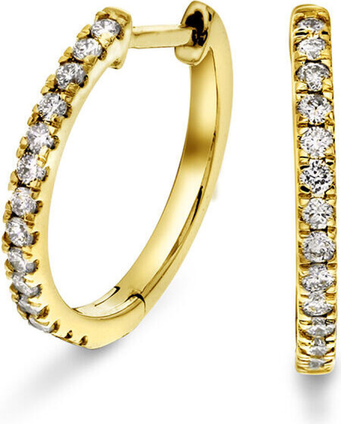 Clara, Øreringer i 375 gult gull med diamanter 0,25 ct