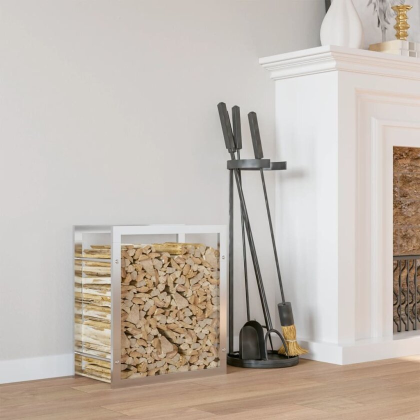 Vedstativ 80x28x86 cm - rustfritt stål
