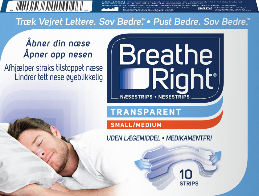 Breathe right Nesestrips, Transparent, Small/Medium, 10 stk.