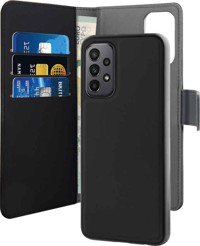 2-i-1 lommebokdeksel til Samsung Galaxy A23 4G/5G (sort)