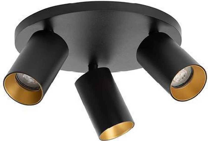 Spoton Circle takspot 3 lys GU10 - Svart/Gullfarget