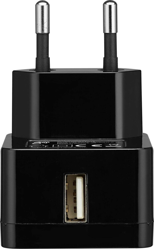 vegglader 2.4 A med USB A til C-kabel (sort)